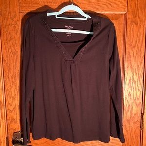 Embroidered & studded trim around neck